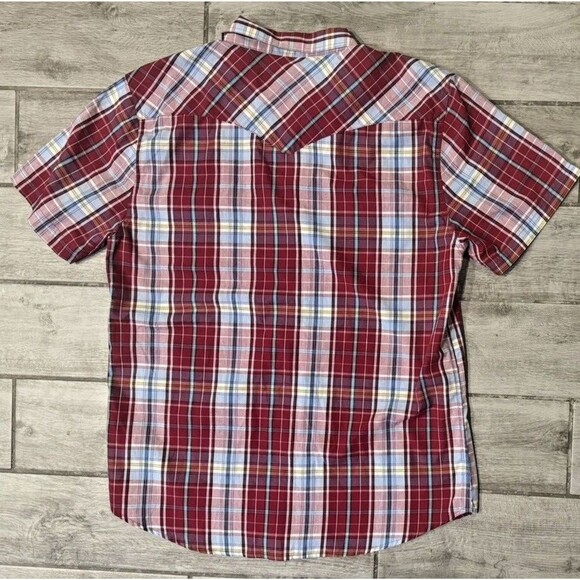 Levis Western Shirt Mens 2XL Pearl Snap Short Sleeve Standard Fit Black Plaid - Picture 4 of 4